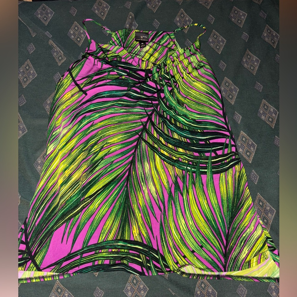 Vibrant Leaf Print Dress